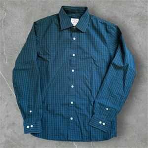 Brooks Brothers Button up Mens Medium Blue Red Fleece Plaid Long Sleeve‎